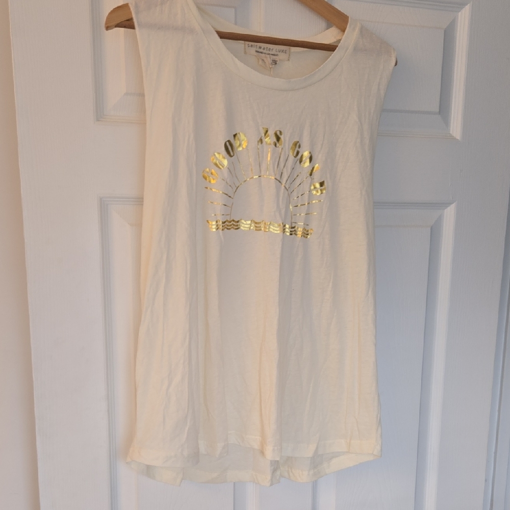Saltwater LUXE Good As Gold Cream Sleeveless Top XL